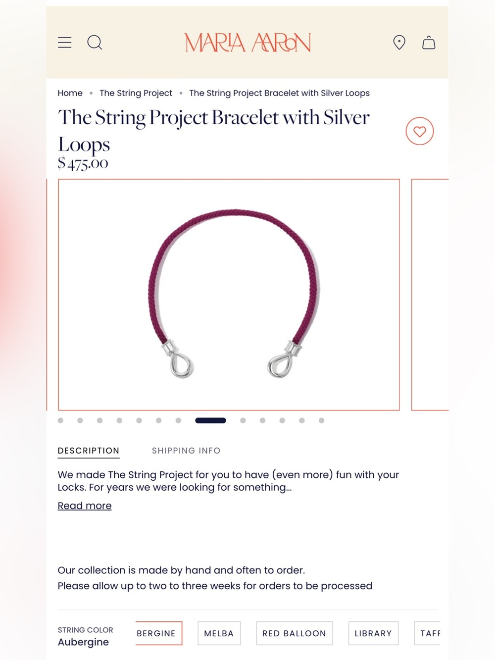 Marla Aaron Aubergine String Bracelet with Silver Loops